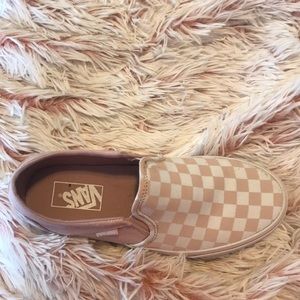 Pastel pink slide on vans